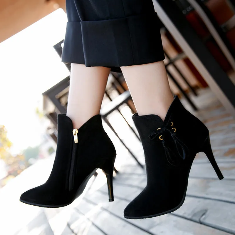 2024 autumn and winter women's new short boots, high heels, high heels, women's shoes, Martin boots and European boots