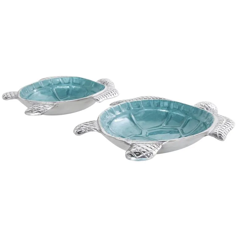 2pc Decorative Turtle Bowl Set in Teal