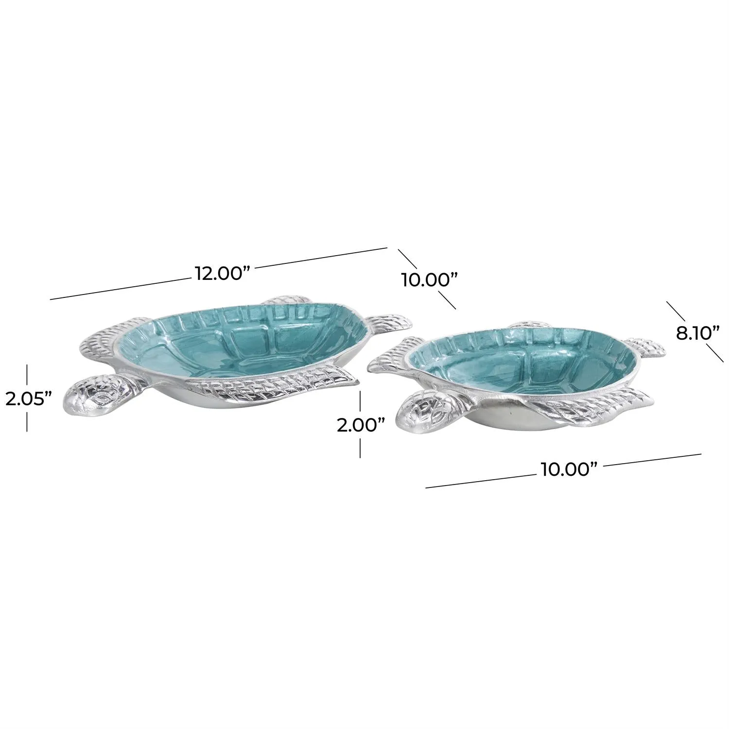 2pc Decorative Turtle Bowl Set in Teal