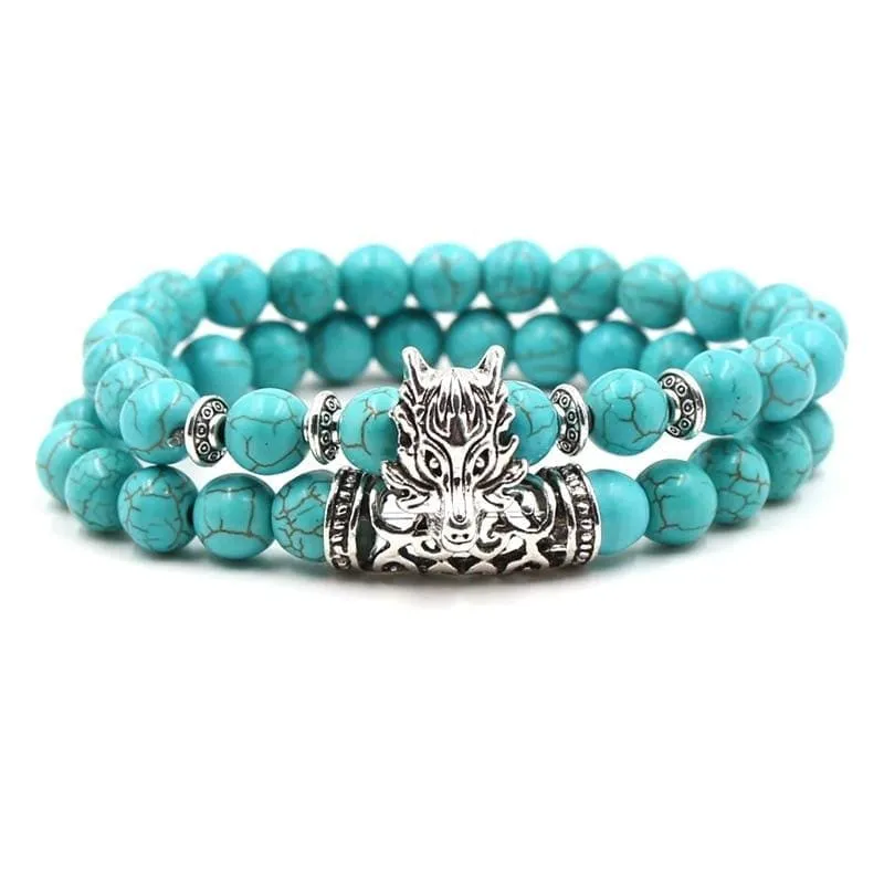 2PCS/Set Silver Color Buddha Bracelet