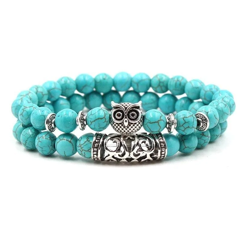 2PCS/Set Silver Color Buddha Bracelet