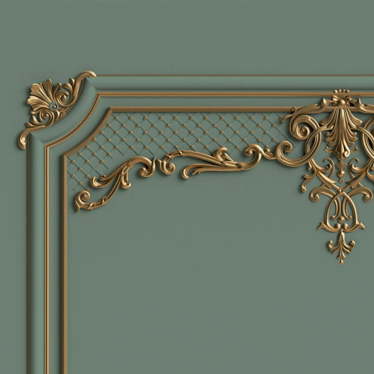 3D Moulding Decorative Room Wallpaper, Green, Customised