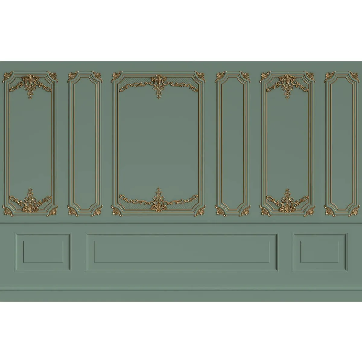 3D Moulding Decorative Room Wallpaper, Green, Customised