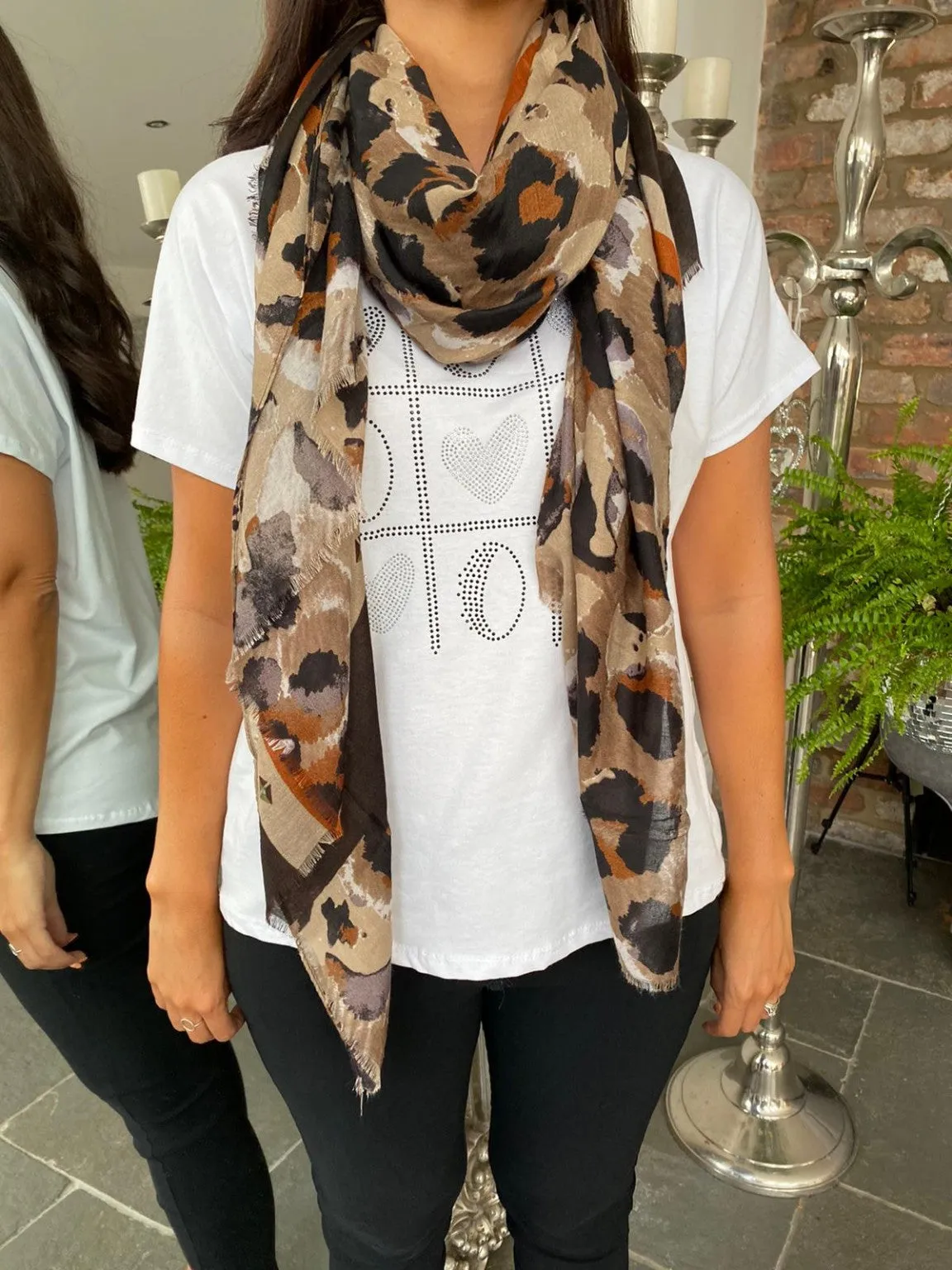 Animal Print Block Scarf