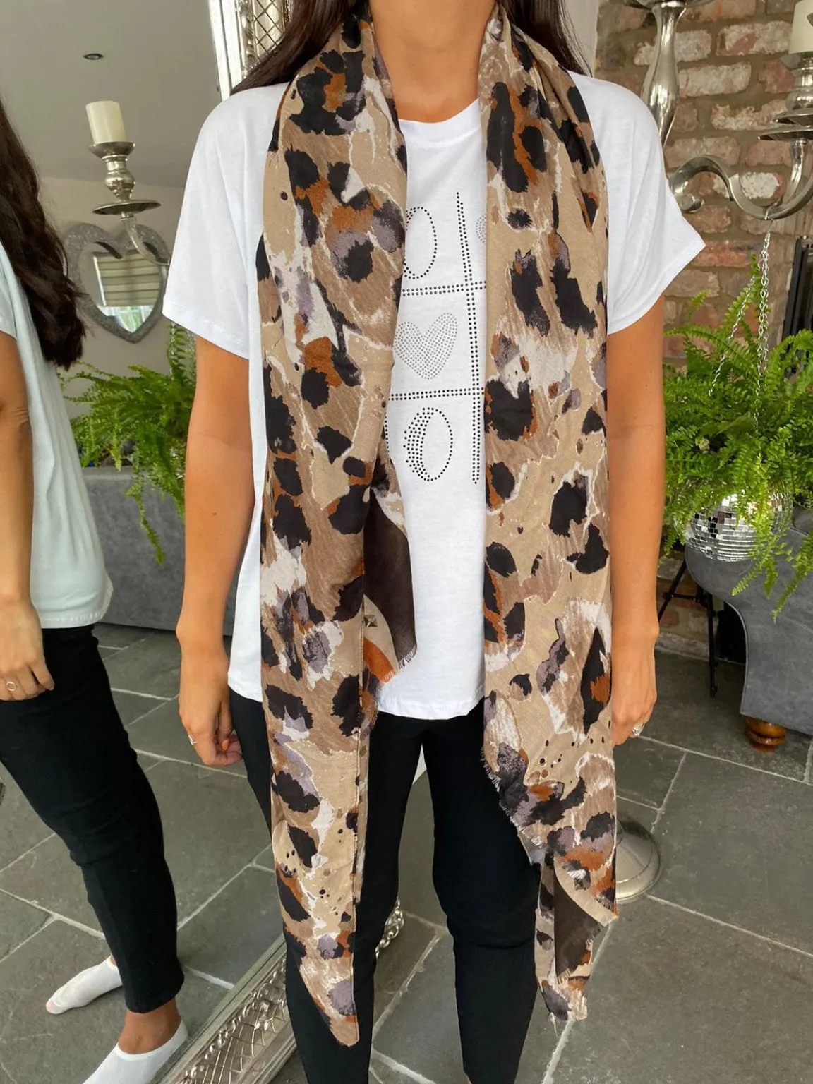 Animal Print Block Scarf