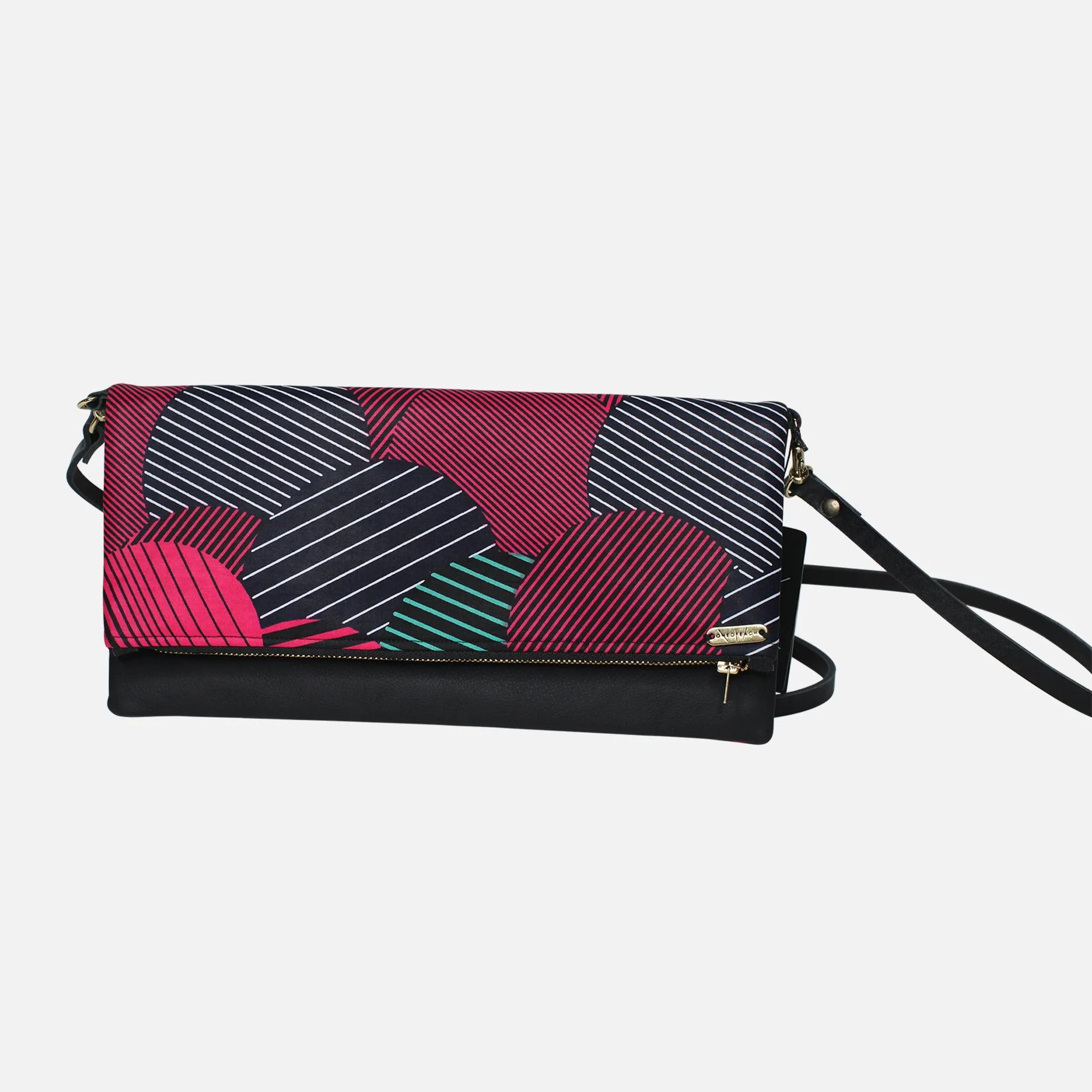 Ankara Clutch - Black Red Stripe