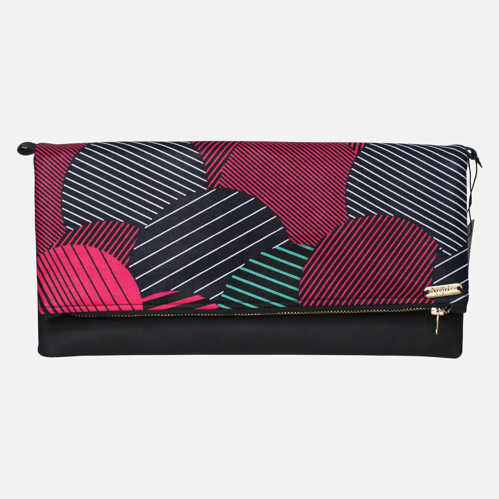 Ankara Clutch - Black Red Stripe