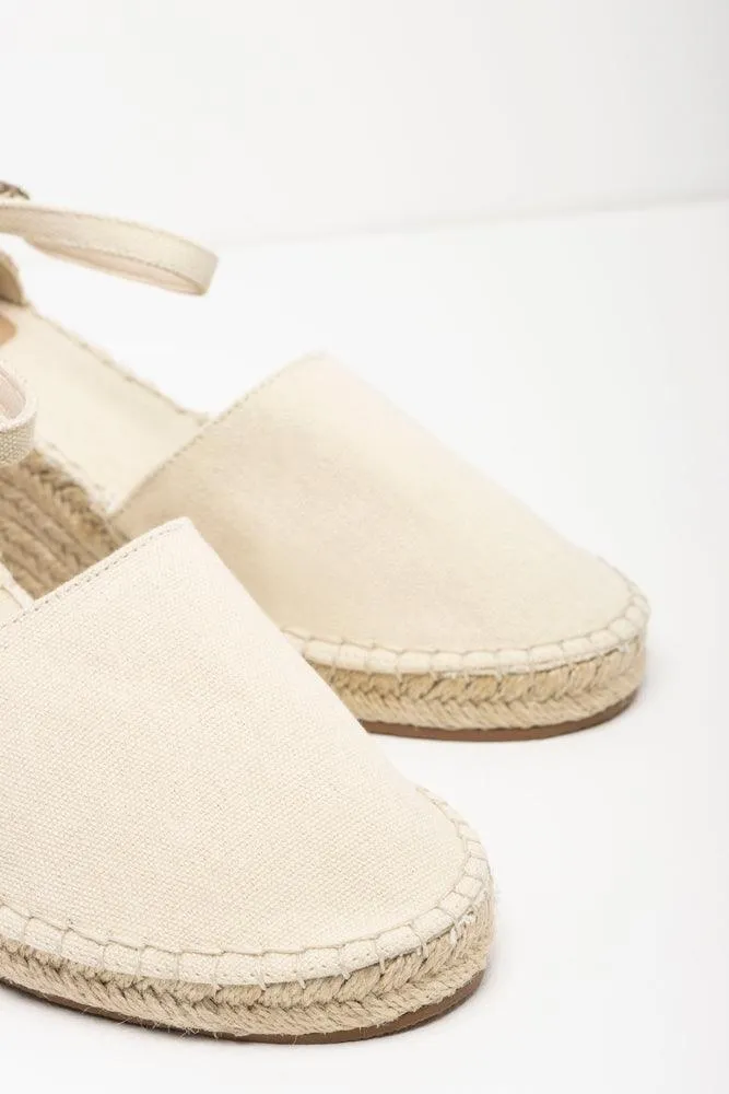 Ankle Strap Espadrille Wedge Cream