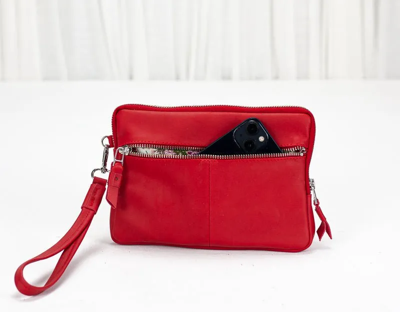 Antheia clutch wallet - Red leather