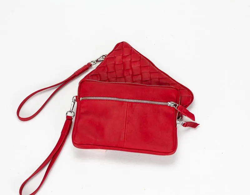 Antheia clutch wallet - Red leather