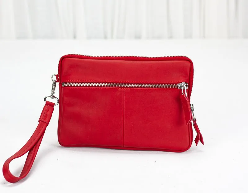 Antheia clutch wallet - Red leather