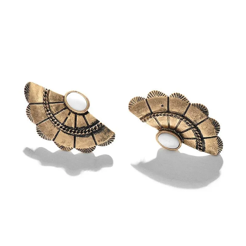 Antique Fan Shape Fusion Style Earring