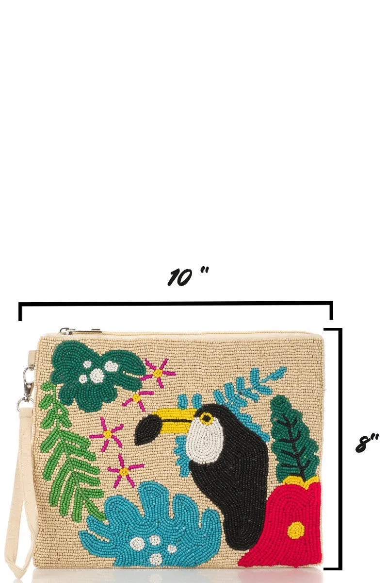 Bag007 Tucan Beaded Clutch