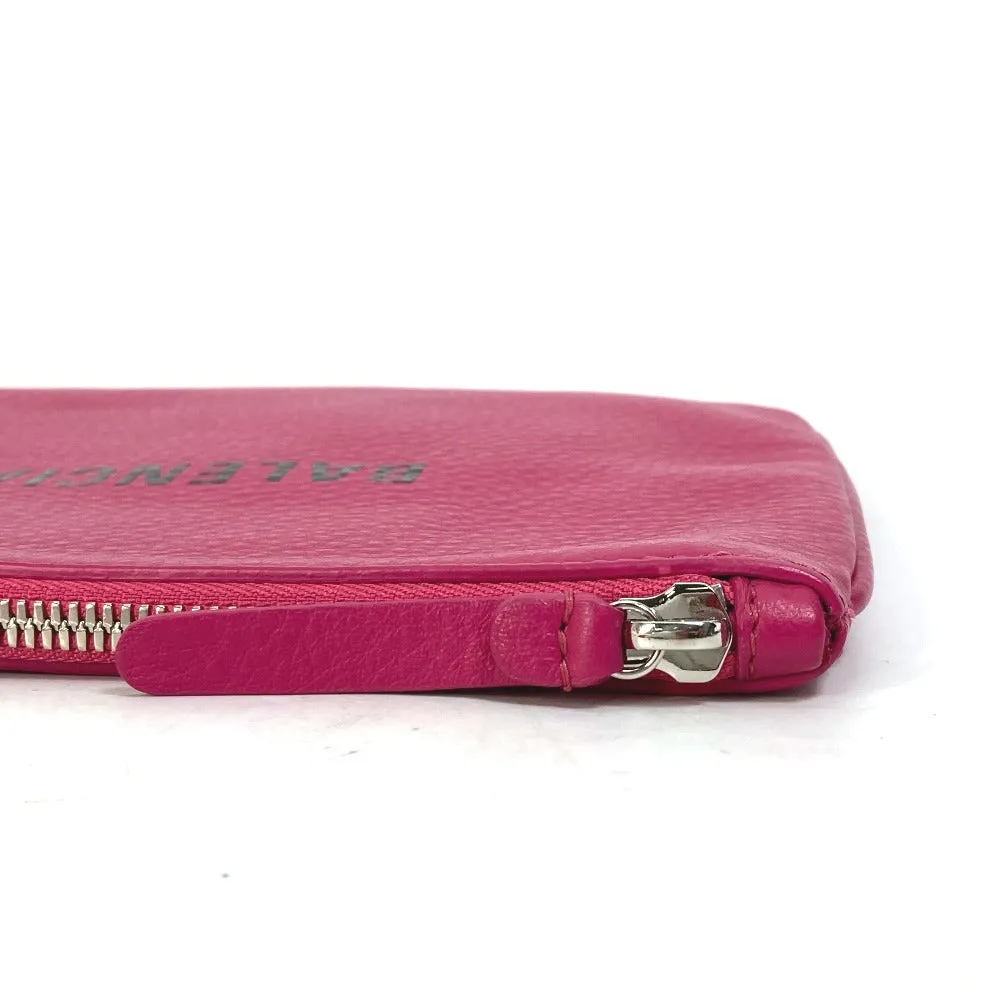 BALENCIAGA Clutch bag 492465 leather pink logo Everyday Pouch M Women Used Authentic