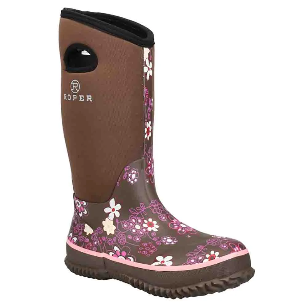 Barnyard 12 Inch Floral Round Toe Rain Boots