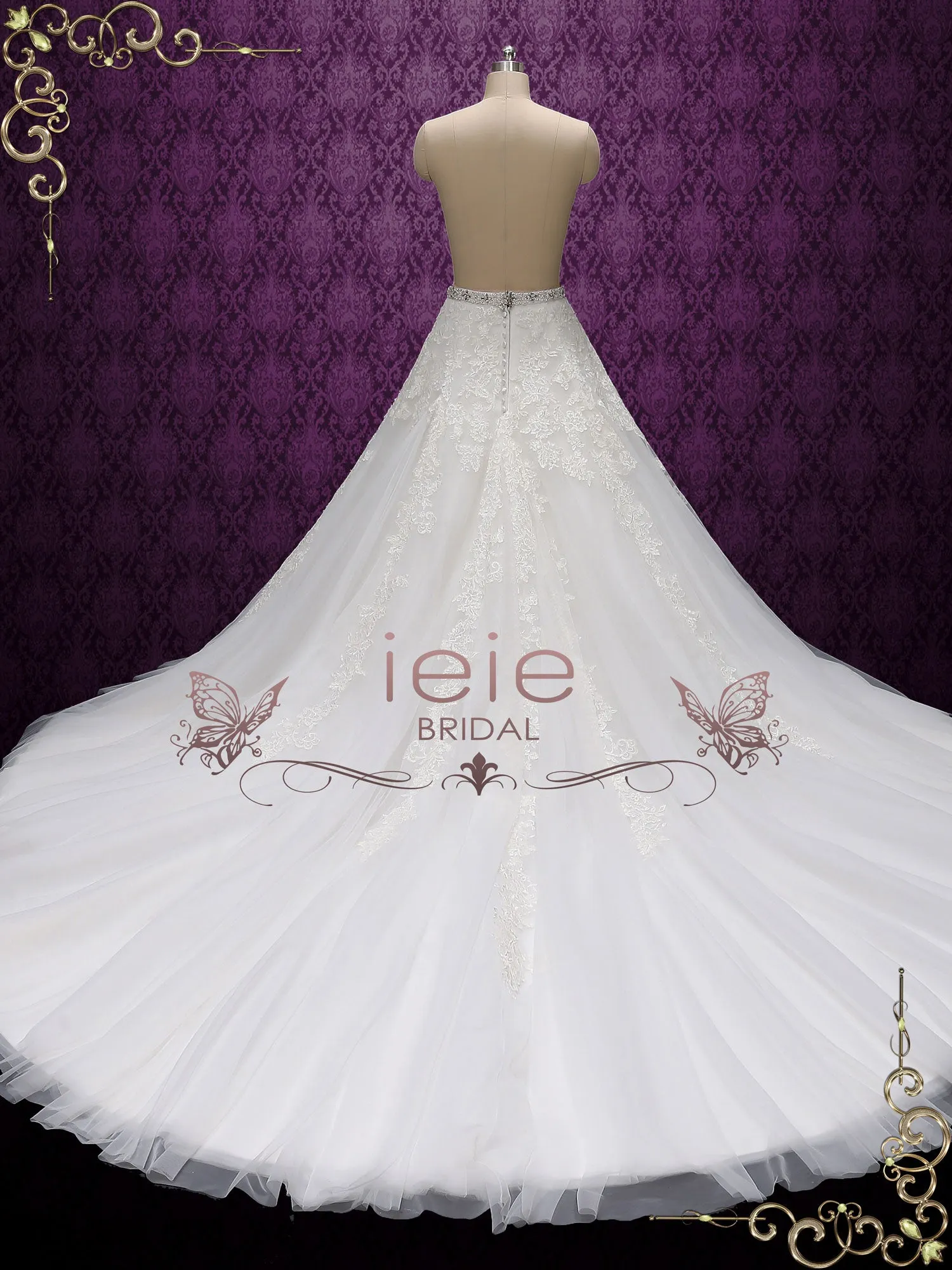 Beautiful A-line Skirt with Lace Streaming Down from Waist | ANNISE