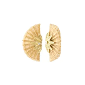 Beige Horse Mane Fan Earrings