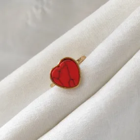 Bhavi Jewels Gold Plated Red Heart Turquoise Finger Ring