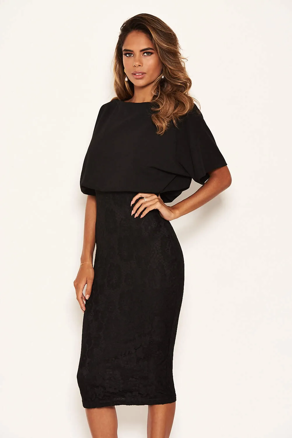 Black 2 In 1 Lace Skirt Dress