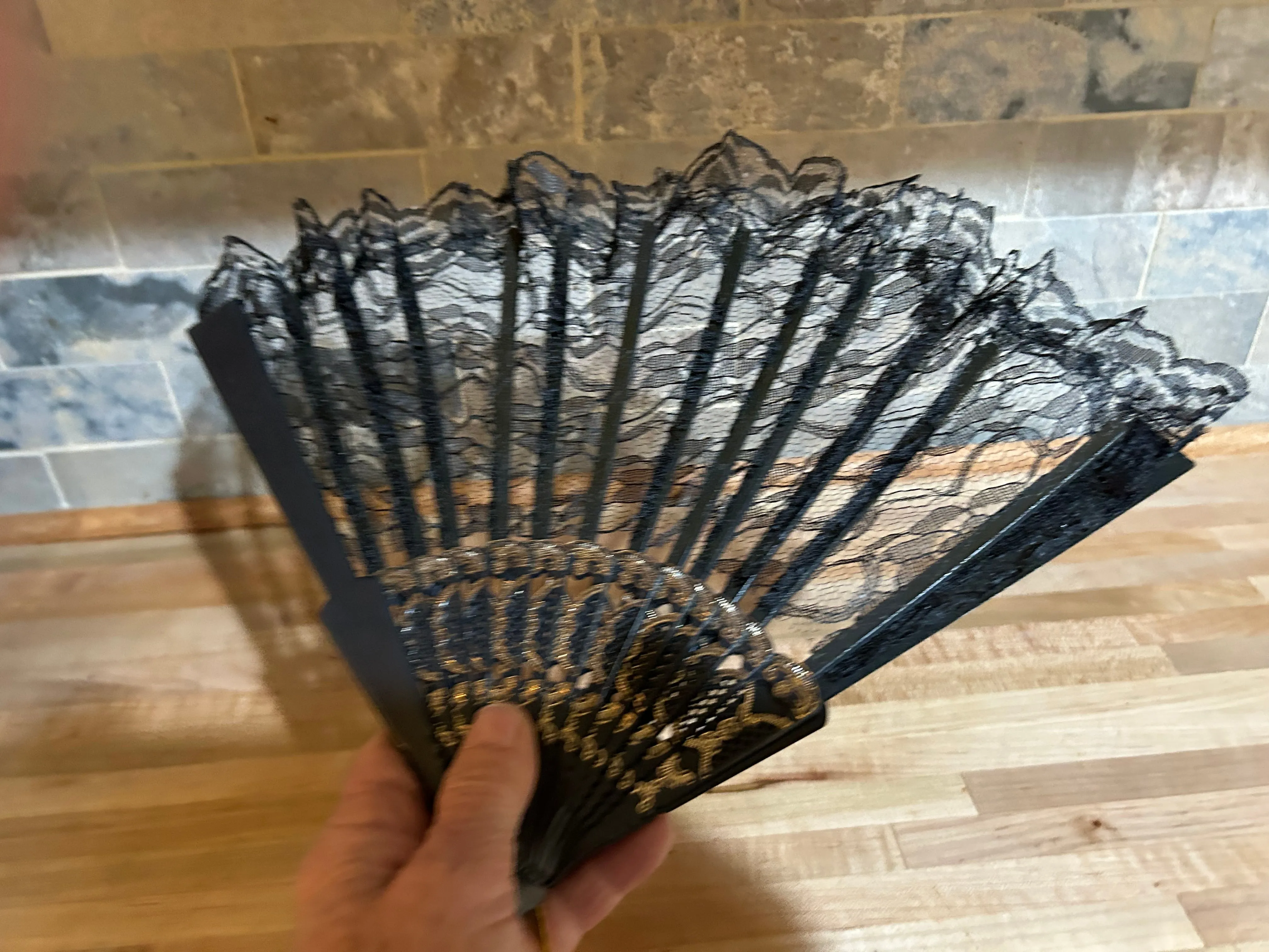 Black Lace Fan for Costuming 517