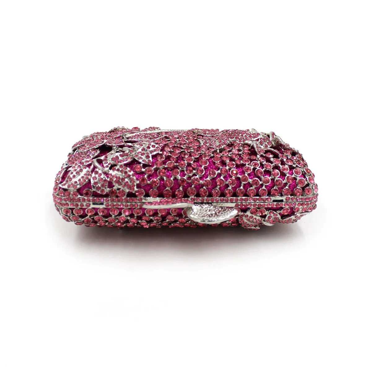 Blooming Pink Flowers Rhinestone Evening Bag,Wedding Clutch-i7bags