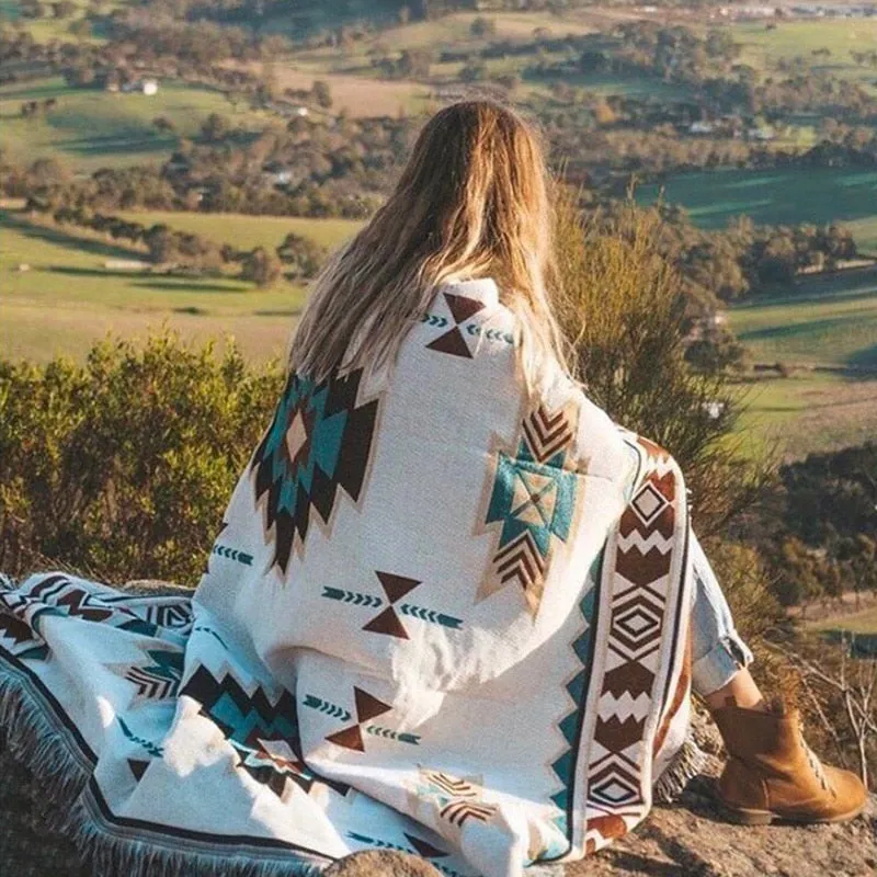 Boho Tassels Linen Decorative Throw Blanket