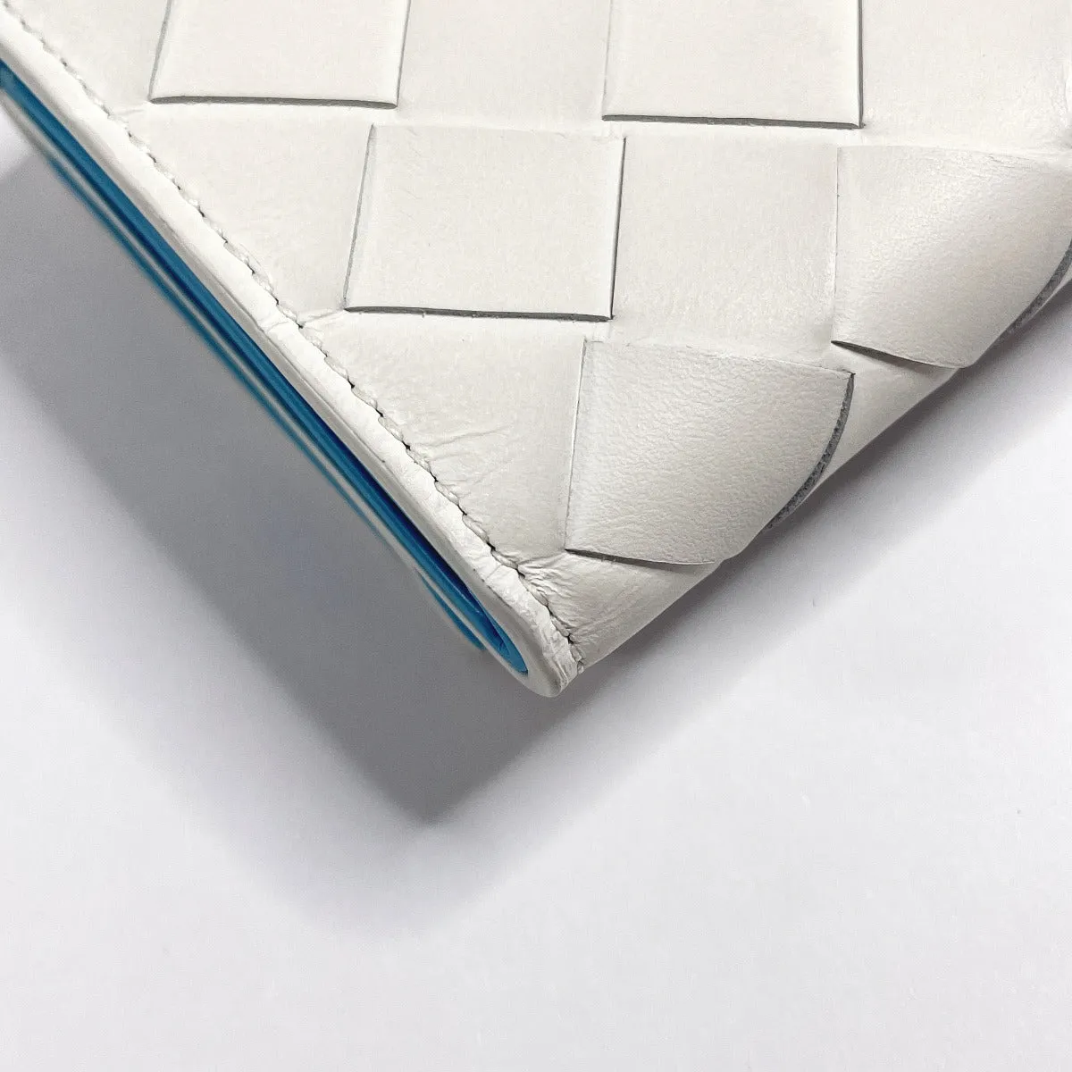 BOTTEGAVENETA Tri-fold wallet 635561 leather white INTRECCIATO MINI WALLET Women Used Authentic