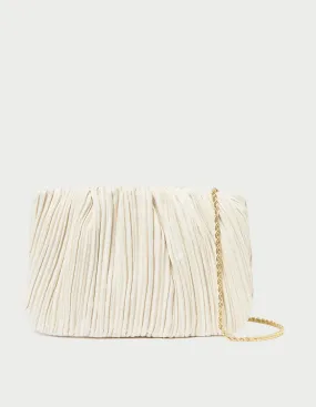 Brit Cream Flat Pleated Clutch