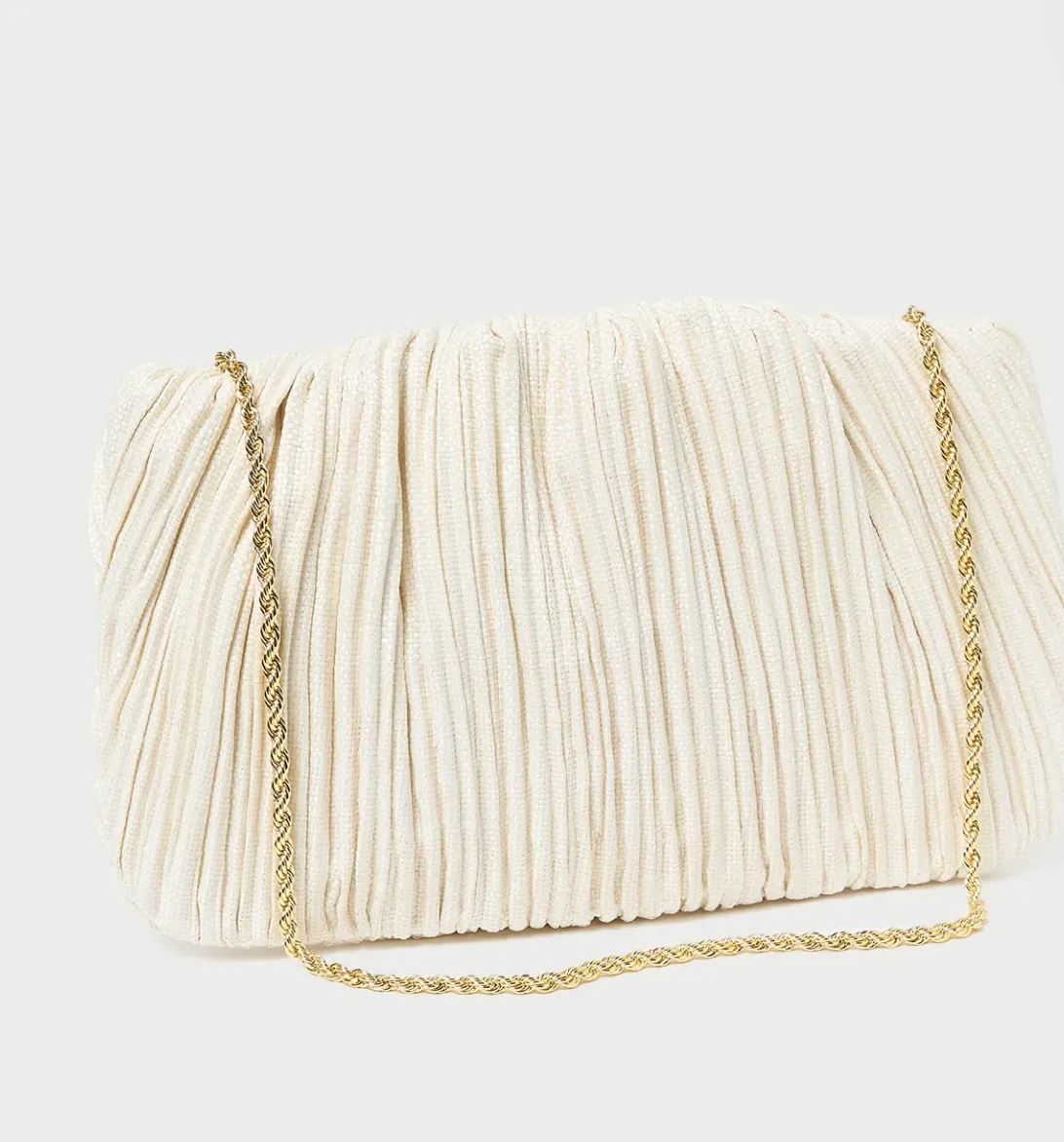 Brit Cream Flat Pleated Clutch