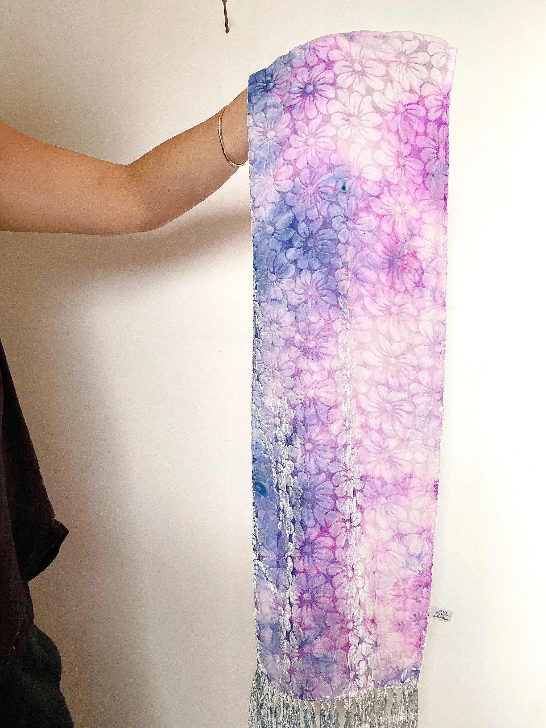 Burnout silk/rayon scarf