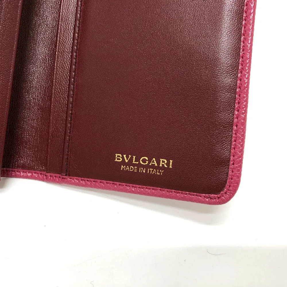 BVLGARI Long Wallet Purse leather pink Logo clip Long wallet Women Used Authentic