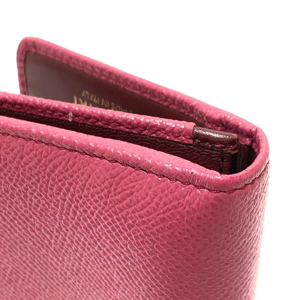 BVLGARI Long Wallet Purse leather pink Logo clip Long wallet Women Used Authentic