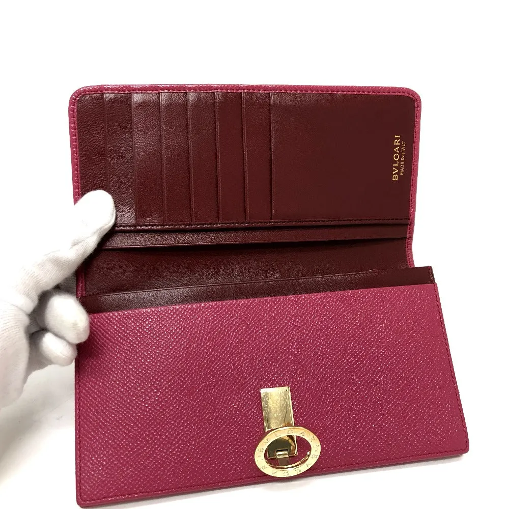 BVLGARI Long Wallet Purse leather pink Logo clip Long wallet Women Used Authentic