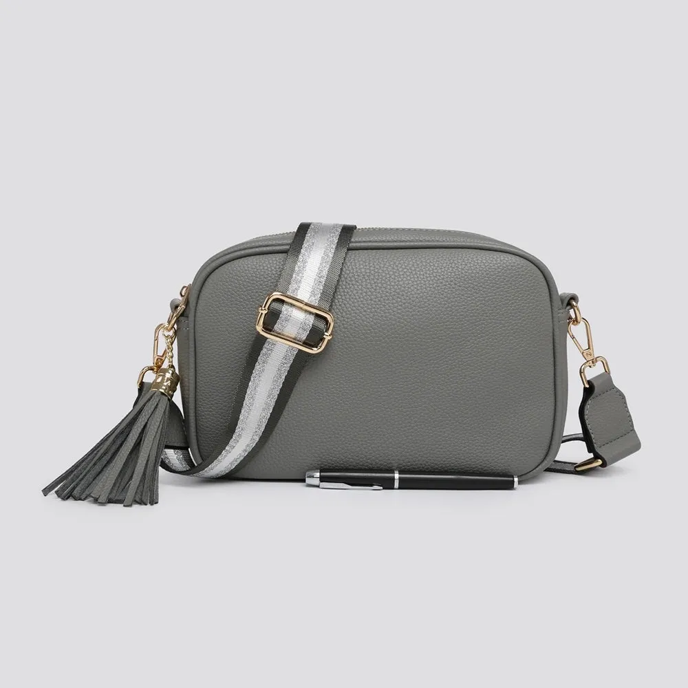 Camera Bag & Glitter Stripe Strap - Grey