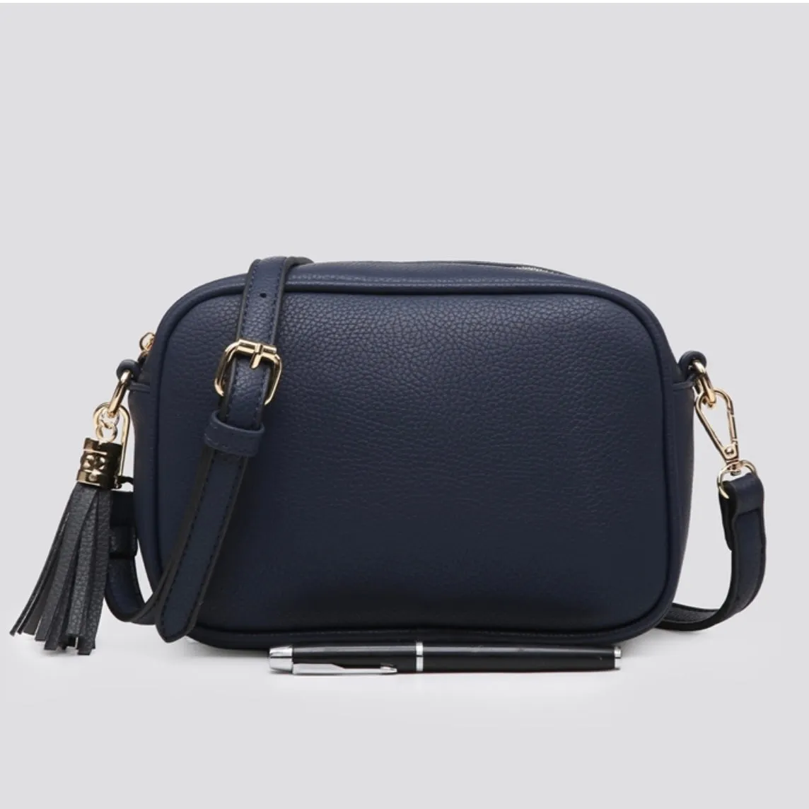 Camera Bag & Plain Strap - Midnight Blue (Gold or Silver Metal)