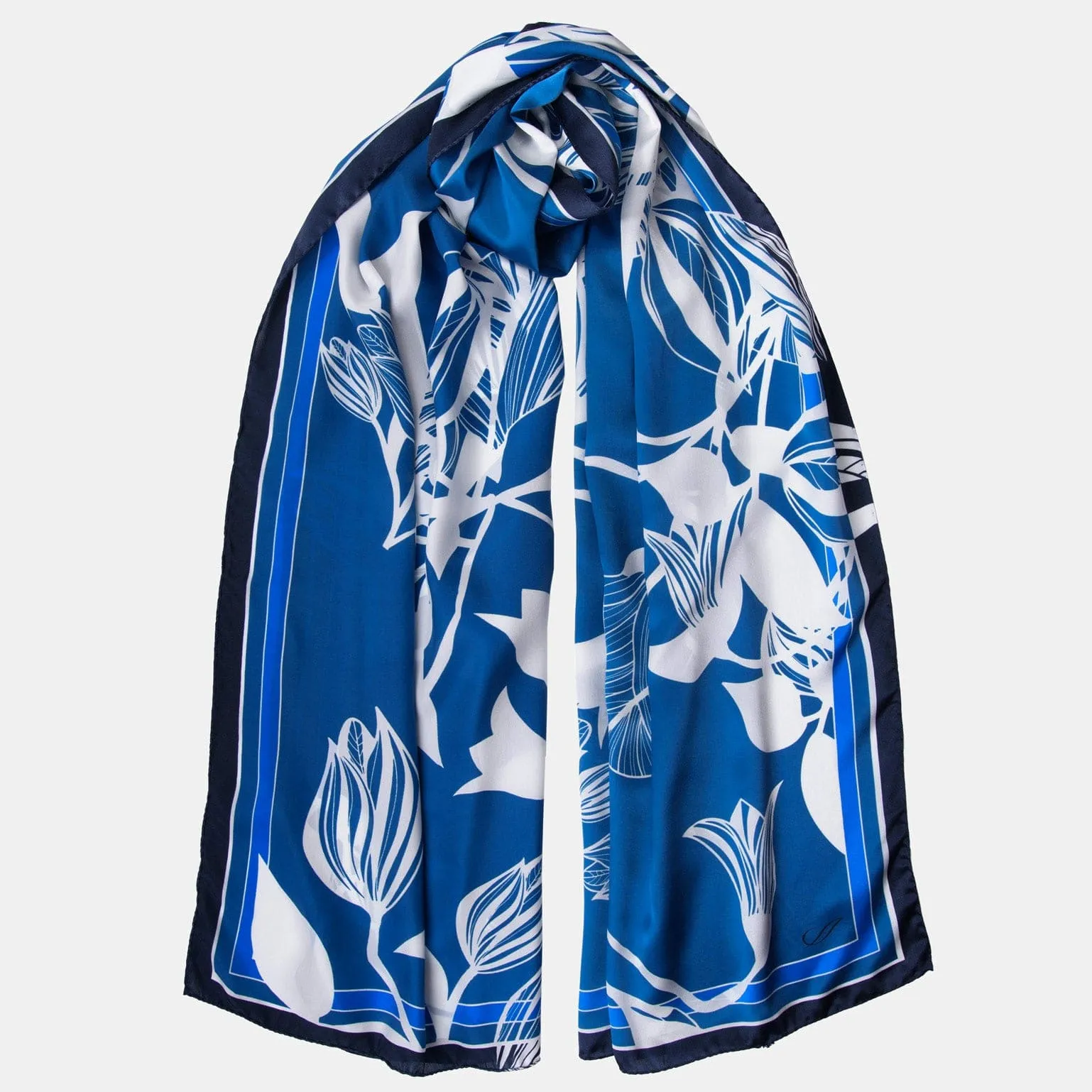 Cara - Silk Scarf/Shawl - Blue