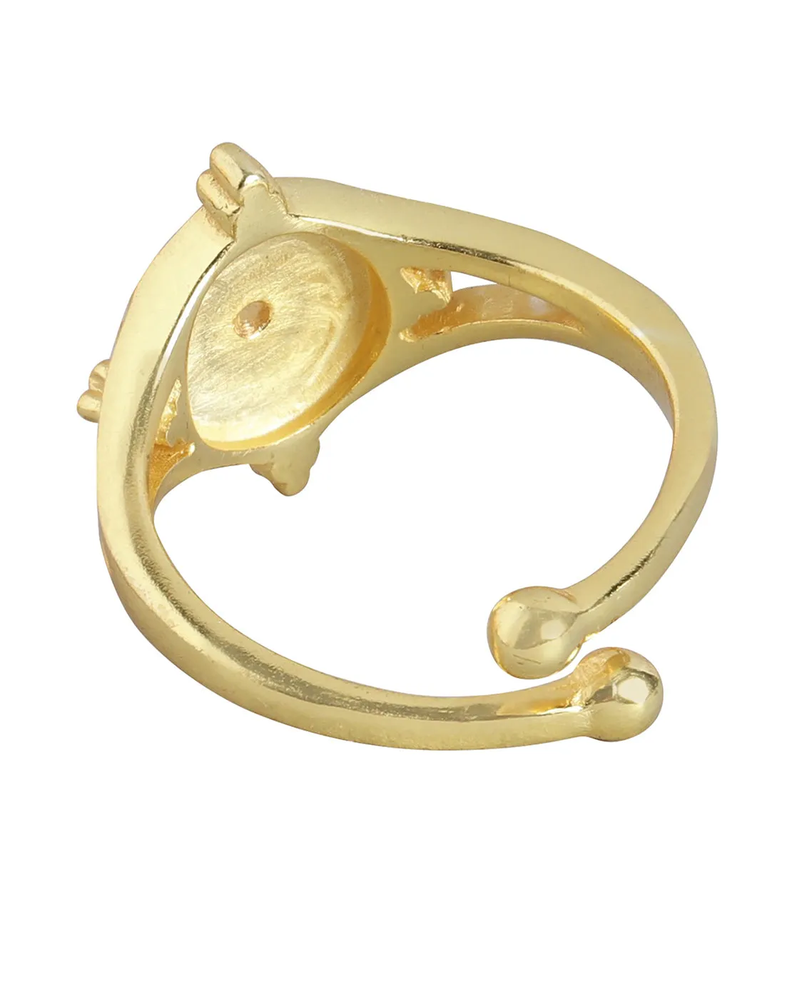 Carlton London Gold Plated Cz Studded Eye Contemporary Adjustable Finger Ring For Women