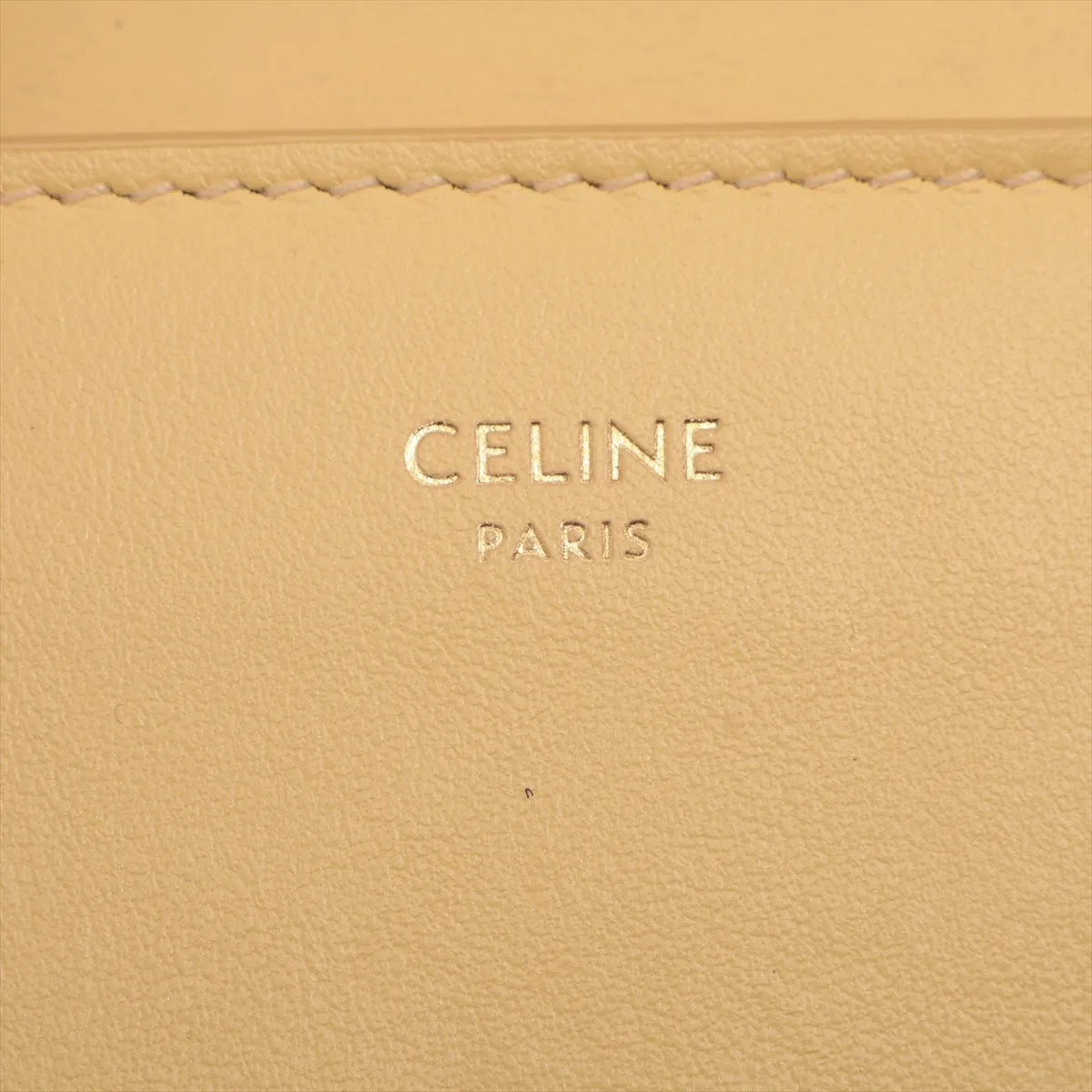 CELINE Triomphe Compact Wallet Coin Purse Leather Compact Wallet Yellow