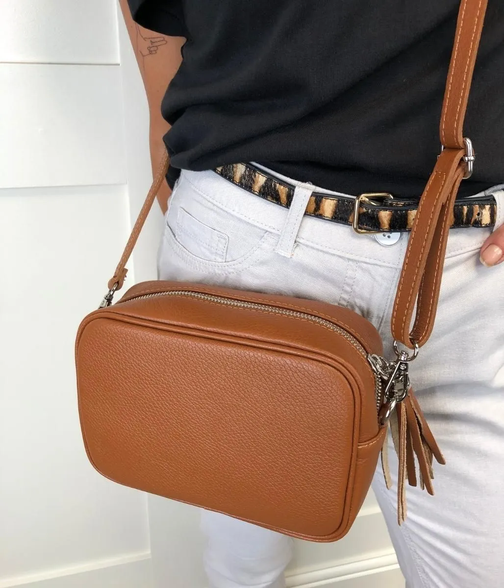 Chestnut Leather Tassel Camera Bag