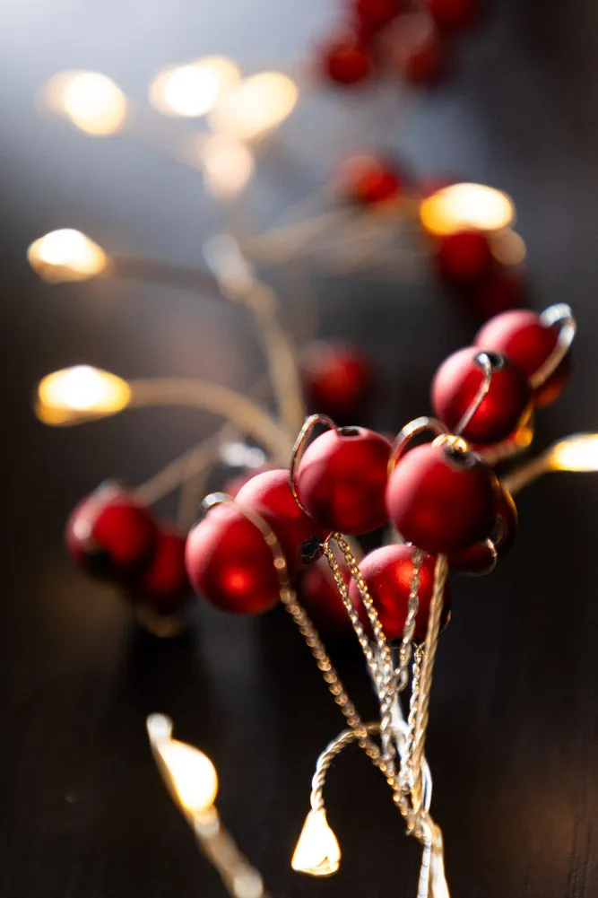 Christmas Red Berry Decorative Light Chain