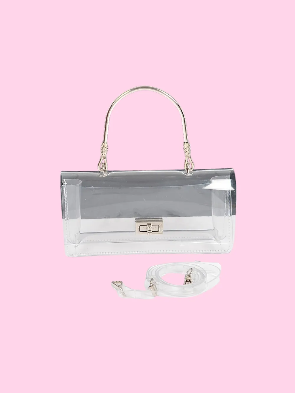 Clear Metal Handel Clutch