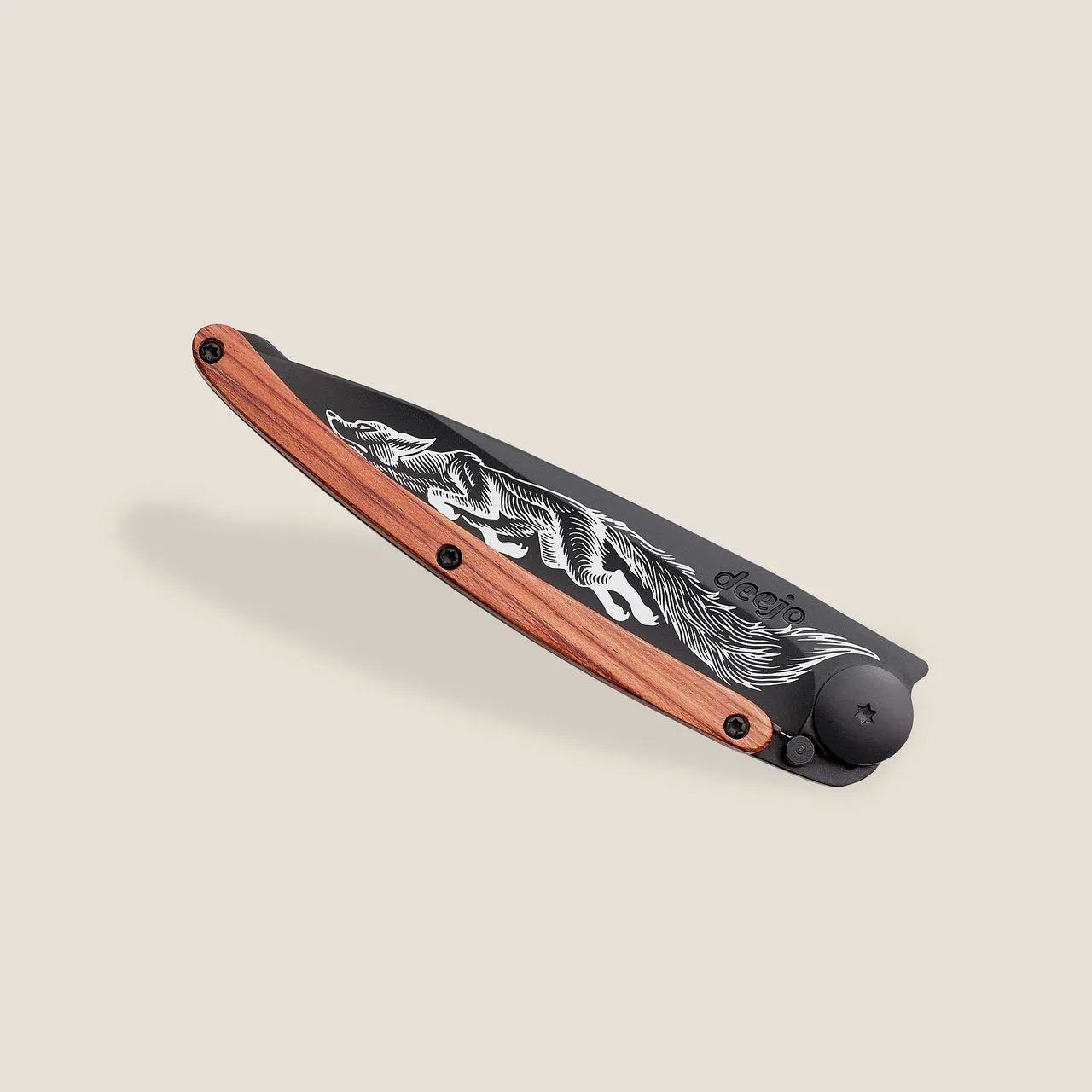 Coral Wood and Fox Ornate Decorative Pocket Knife