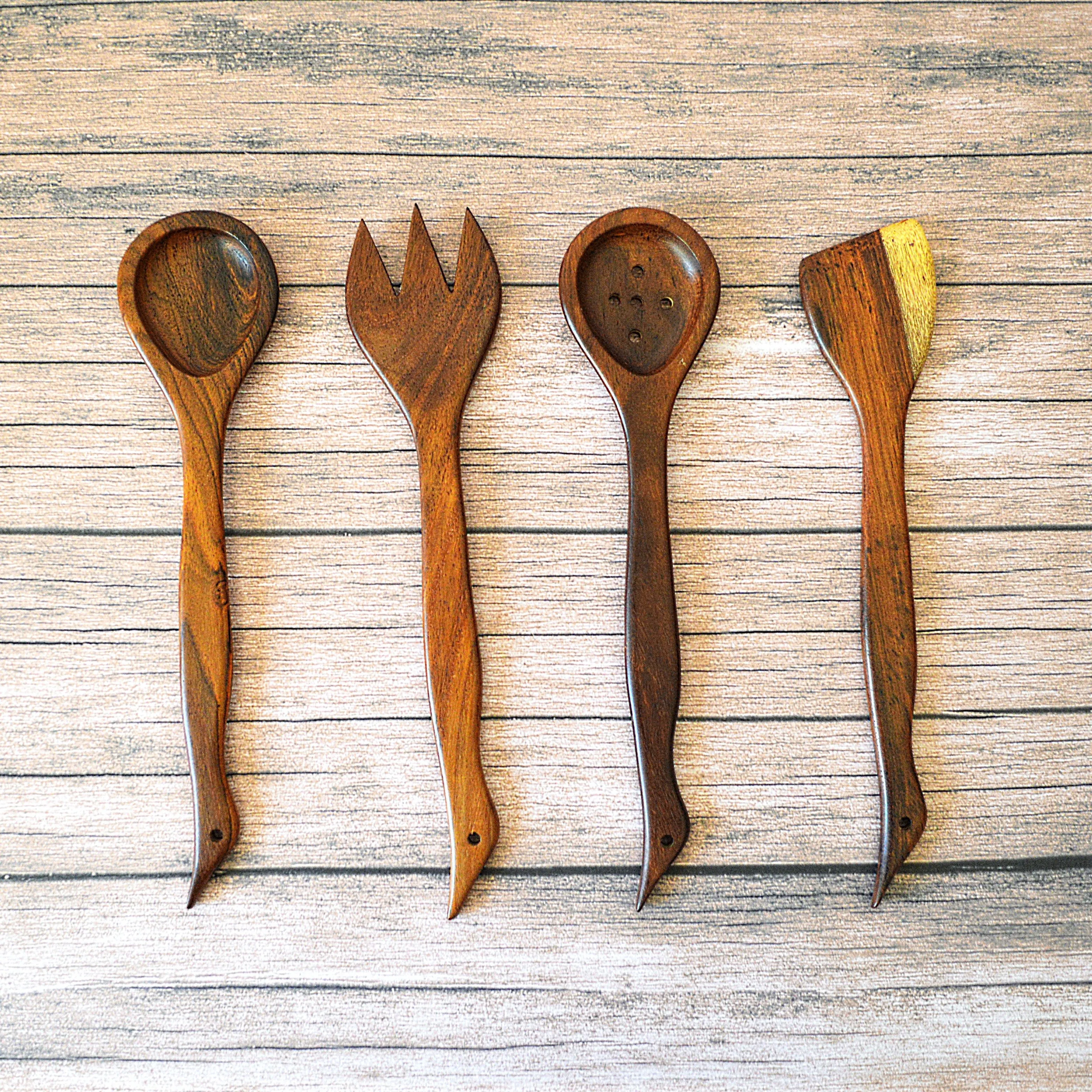 Decorative Hand carved  Kitchen spoons set