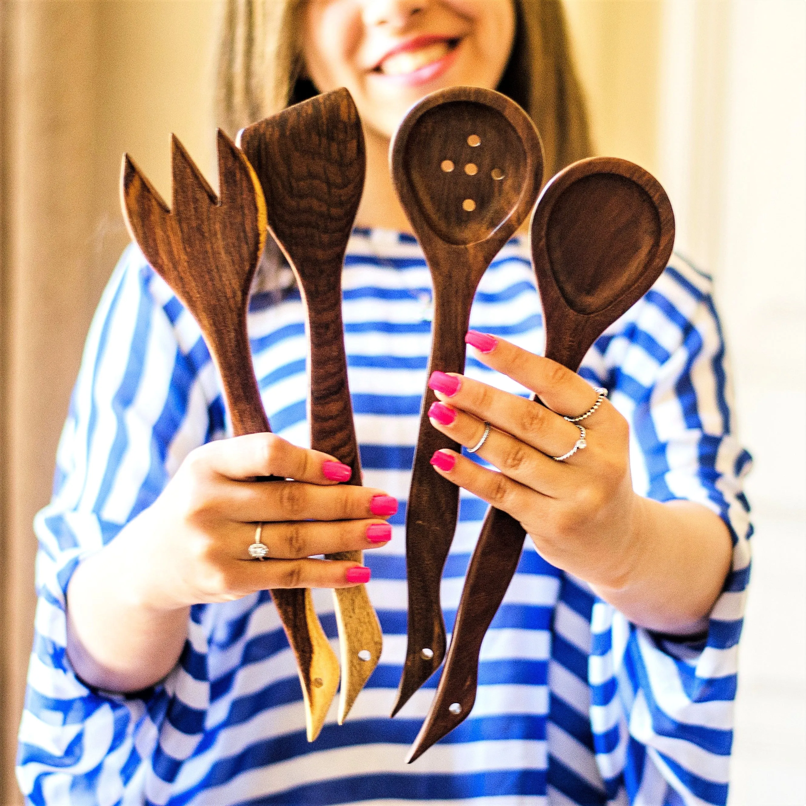 Decorative Hand carved  Kitchen spoons set