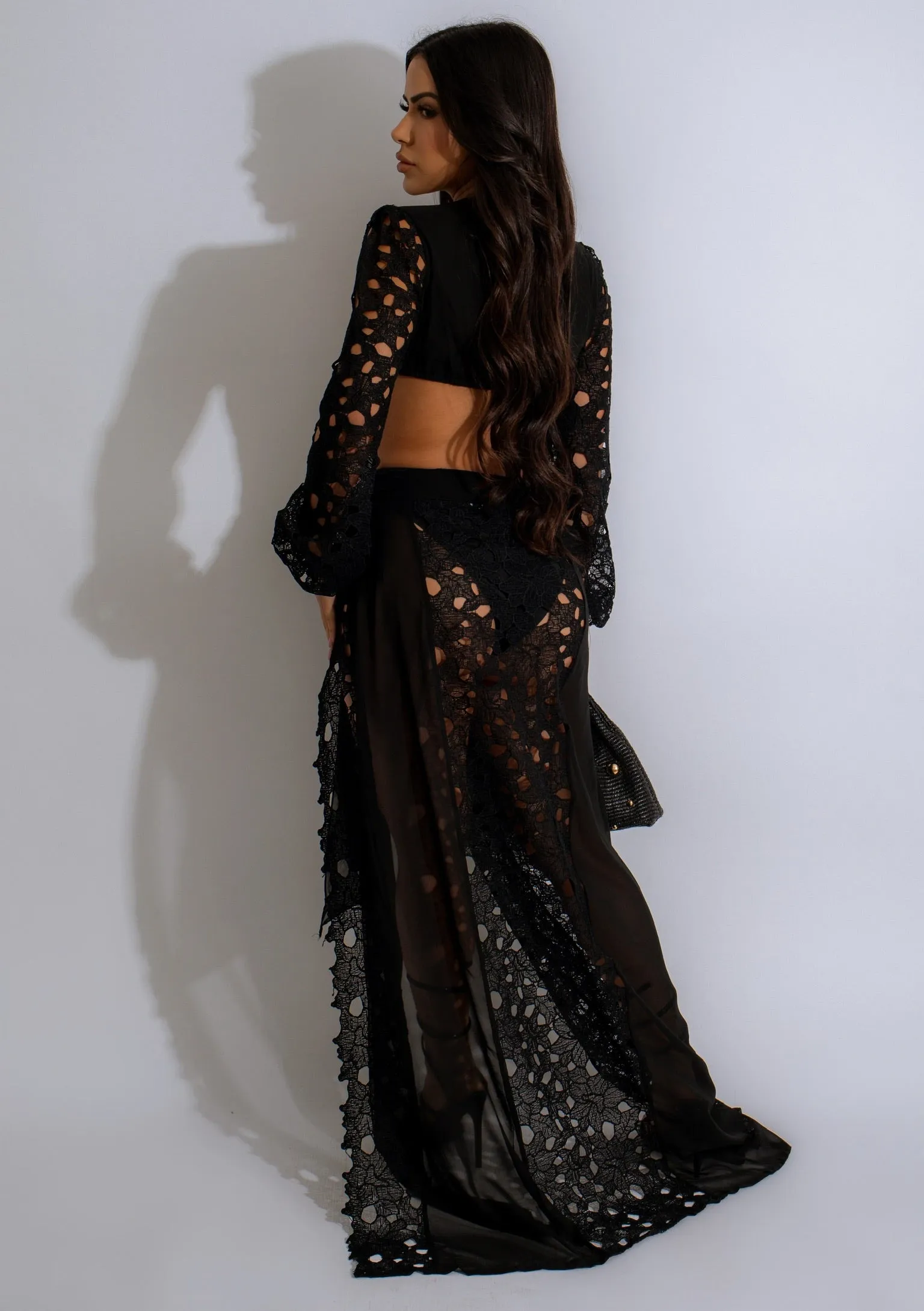 Elegance Lace Skirt Set Black