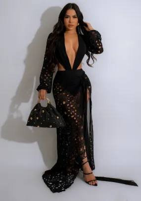 Elegance Lace Skirt Set Black