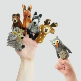 Felt Finger Puppets  - OWL BEAR RACOON DEER HEDGEHOG