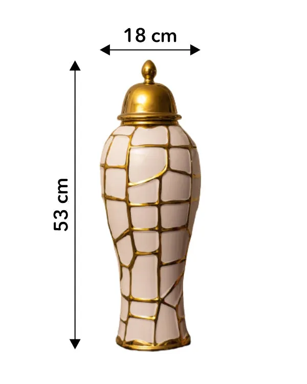 'Golden Jigsaw' Decorative Lidded Jar - Large