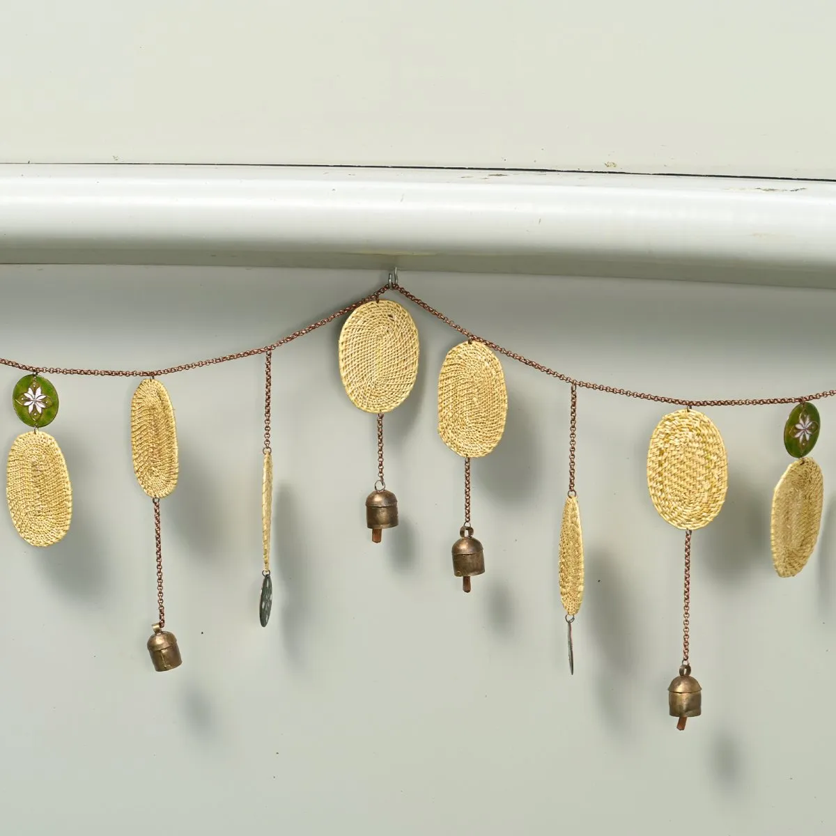 Green Handmade Cane Decorative Wall Hanging