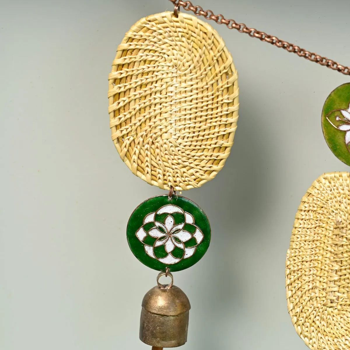 Green Handmade Cane Decorative Wall Hanging